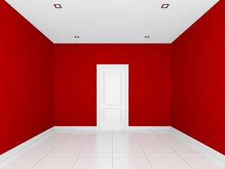 red wall in a empty room 