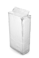 Foil aluminum coffee bag closed isolated on white