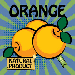Fruit label, Orange, vector illustration