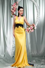 Beautiful sexual brunette in n evening dress 