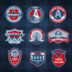 Set of university and college school badges