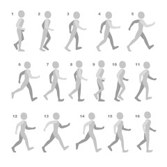 Obraz premium Phases of Step Movements Man in Walking Sequence for Game