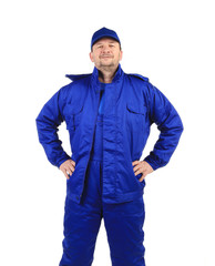 Worker with arms on waist.