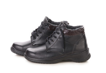 Black leather boots.