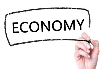 Economy handwritten on glass