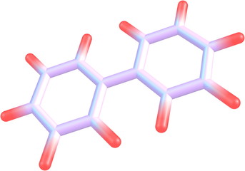 Biphenyl molecular structure on white background