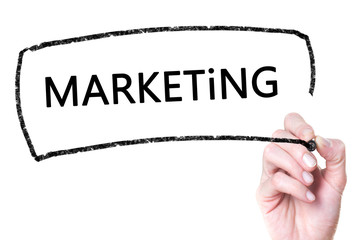 Marketing handwritten on glass