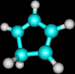 Cyclopentadiene molecular structure on black background