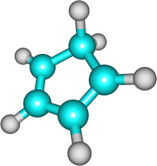 Cyclopentadiene molecular structure on white background