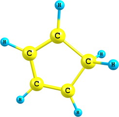 Cyclopentadiene molecular structure on white background