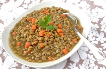 Green lentil soup