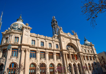 Fototapeta premium Correos building in Valencia in Plaza Ayuntamiento downtown