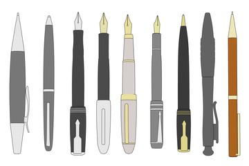 cartoon image of luxury pens