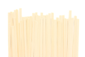 Japanese udon noodles isolated on white background.