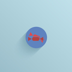 Vector flat circle icon on blue background. Eps10