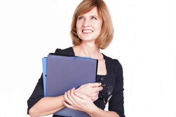 Portrait of thoughtful business woman writer daydreaming