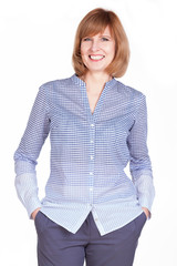 Studio portrait of a gorgeous mature woman smiling