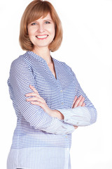 Studio portrait of a gorgeous mature woman smiling