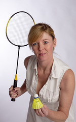 Portrait of a female badminton player
