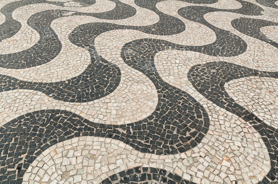 Mosaic of sidewalk of Copacabana in Rio de Janeiro