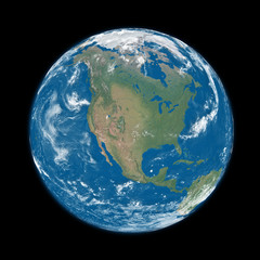 North America on blue Earth