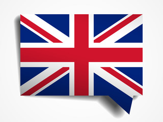 United Kingdom flag paper 3d realistic speech bubble