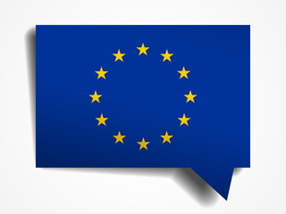 European Union flag paper 3d realistic speech bubble