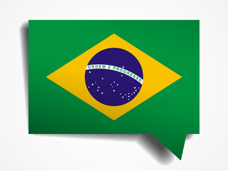 Brazil flag paper 3d realistic speech bubble