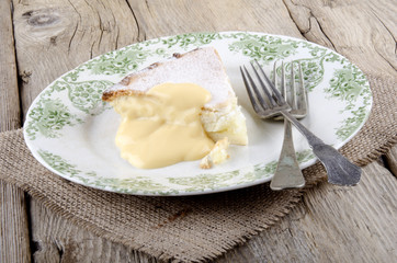 apple tart with custard on a plate