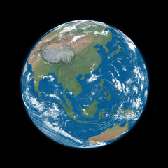 Southeast Asia on blue Earth