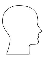Menschlicher, haarloser Kopf seitlich im Profil – Kontur