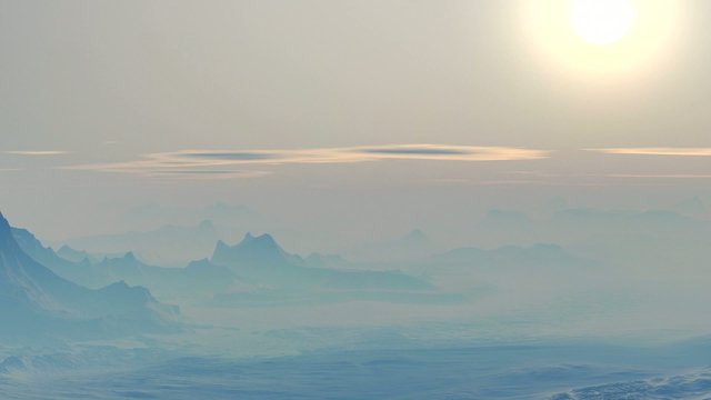 Misty sunset in the mountains