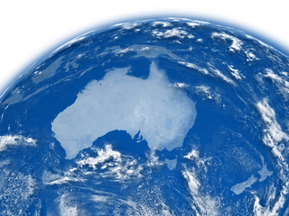 Australia on blue Earth