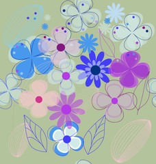 Fototapeta na wymiar Seamless retro flower background vector
