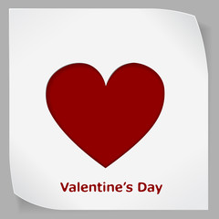 Valentines Day paper sticker with red heart