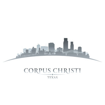 Corpus Christi Texas city silhouette white background