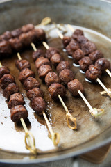 Sojafleisch auf Spießen