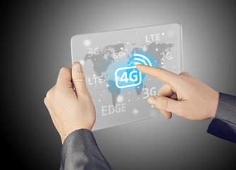 Businessman pushing 4g