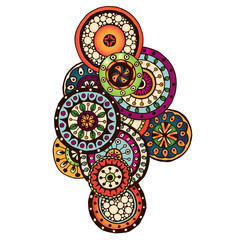 Henna Paisley Mehndi Doodles Design Element. Colored version.