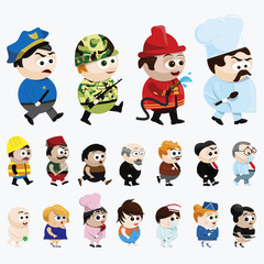 cartoon characters of different professions
