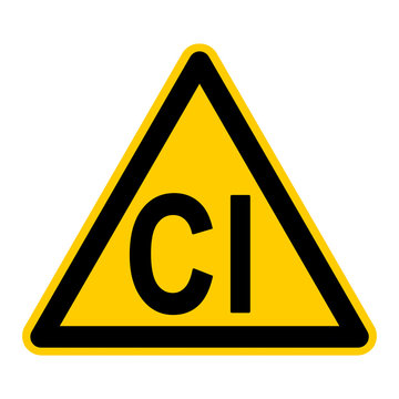 wso60 WarnSchildOrange - english warning sign: caution chlorine area - Cl - German Warnschild: Warnung vor Chlor - g471