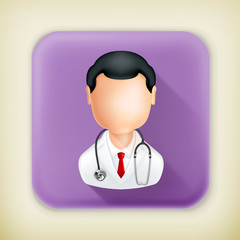 Fototapeta premium Doctor, long shadow vector icon