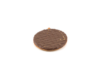 Chocolate chip cookies on white background
