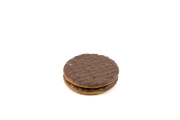 Chocolate chip cookies on white background