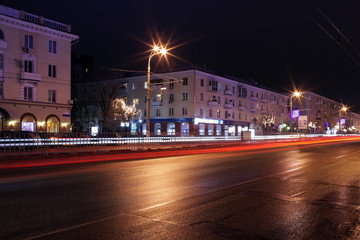 Fototapeta na wymiar Illuminated night city lights
