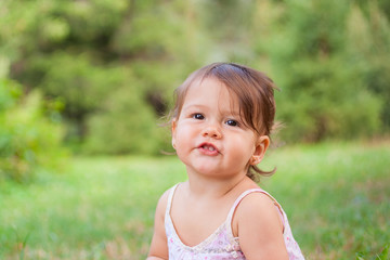 Beautiful girl on meadow