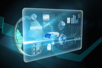 Composite image of shiny globe on black background