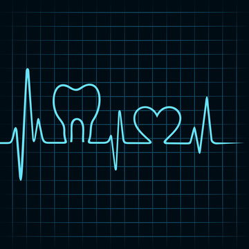 Heartbeat make a teeth and heart symbol stock vector