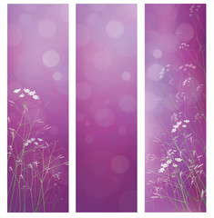 Vector violet floral banners for design.