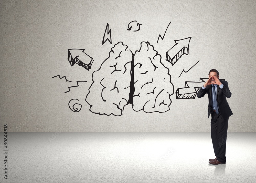 Aufkleber composite image of shouting businessman